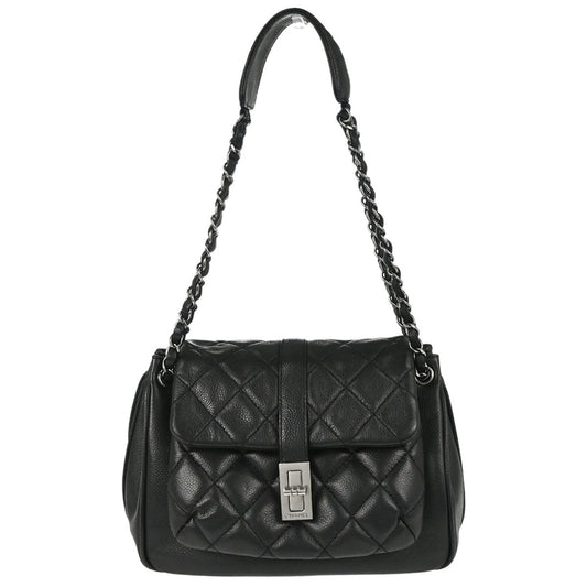 Chanel 2005-2006 Black Caviar Skin Mademoiselle Lock Accordion Flap Bag