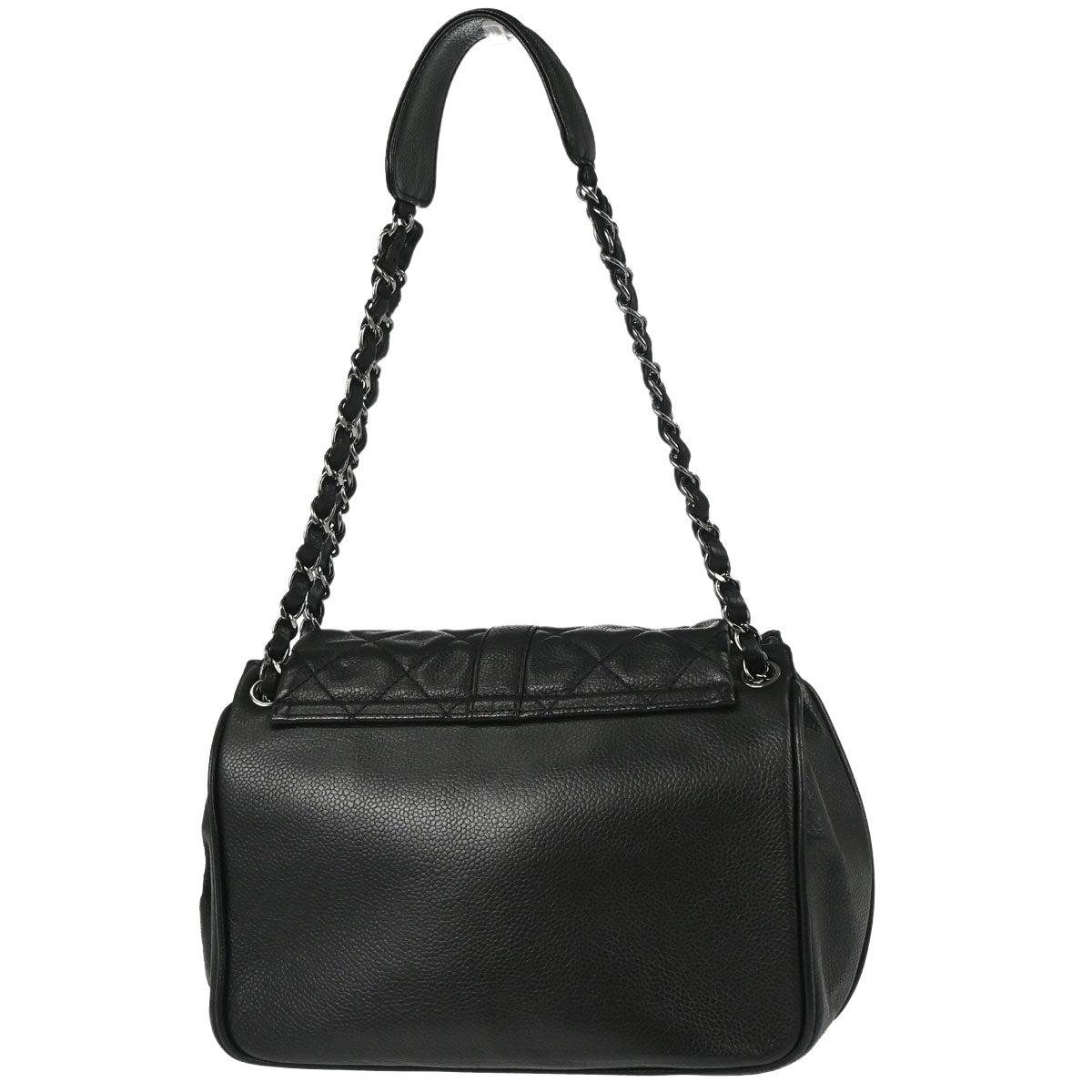 Chanel 2005-2006 Black Caviar Skin Mademoiselle Lock Accordion Flap Bag