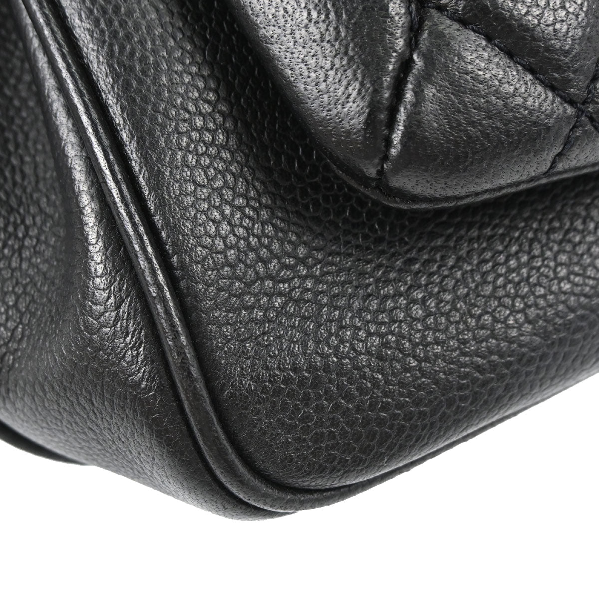 Chanel 2005-2006 Black Caviar Skin Mademoiselle Lock Accordion Flap Bag