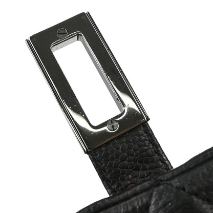 Chanel 2005-2006 Black Caviar Skin Mademoiselle Lock Accordion Flap Bag