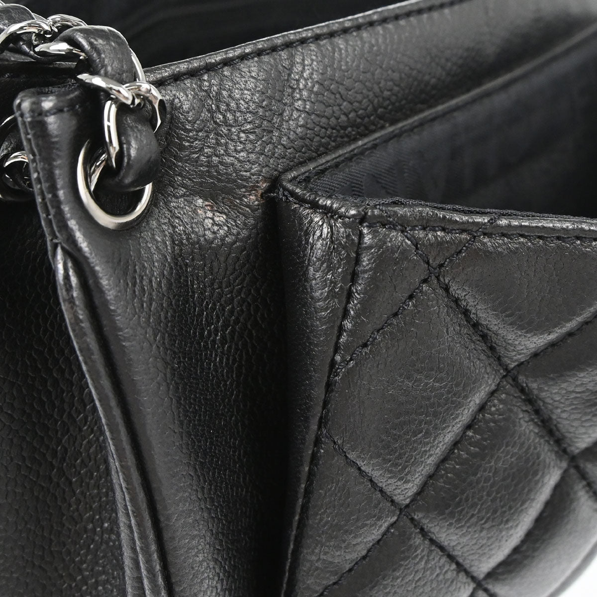 Chanel 2005-2006 Black Caviar Skin Mademoiselle Lock Accordion Flap Bag