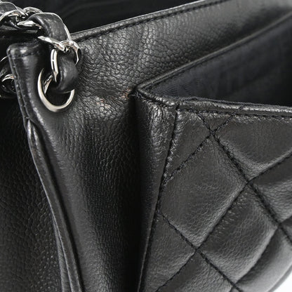 Chanel 2005-2006 Black Caviar Skin Mademoiselle Lock Accordion Flap Bag