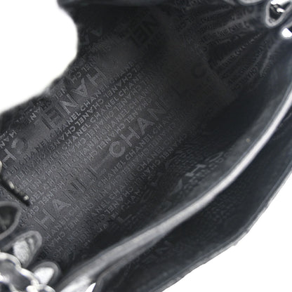 Chanel 2005-2006 Black Caviar Skin Mademoiselle Lock Accordion Flap Bag