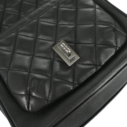 Chanel 2005-2006 Black Caviar Skin Mademoiselle Lock Accordion Flap Bag