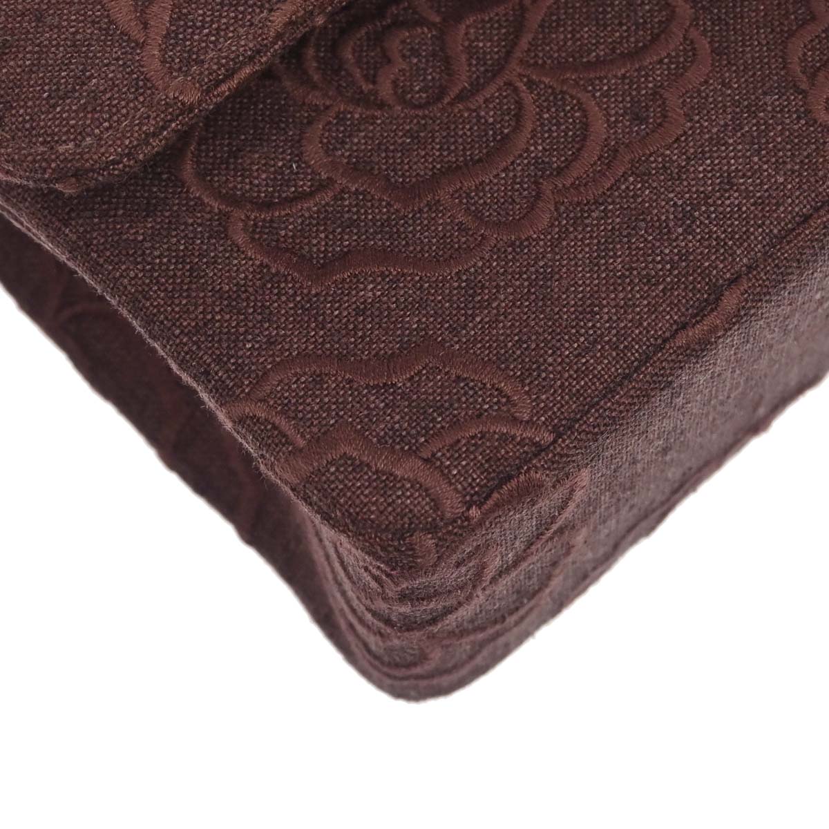 Chanel 1997-1999 Brown Canvas Camellia Small Classic Double Flap Shoulder Bag