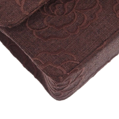 Chanel 1997-1999 Brown Canvas Camellia Small Classic Double Flap Shoulder Bag