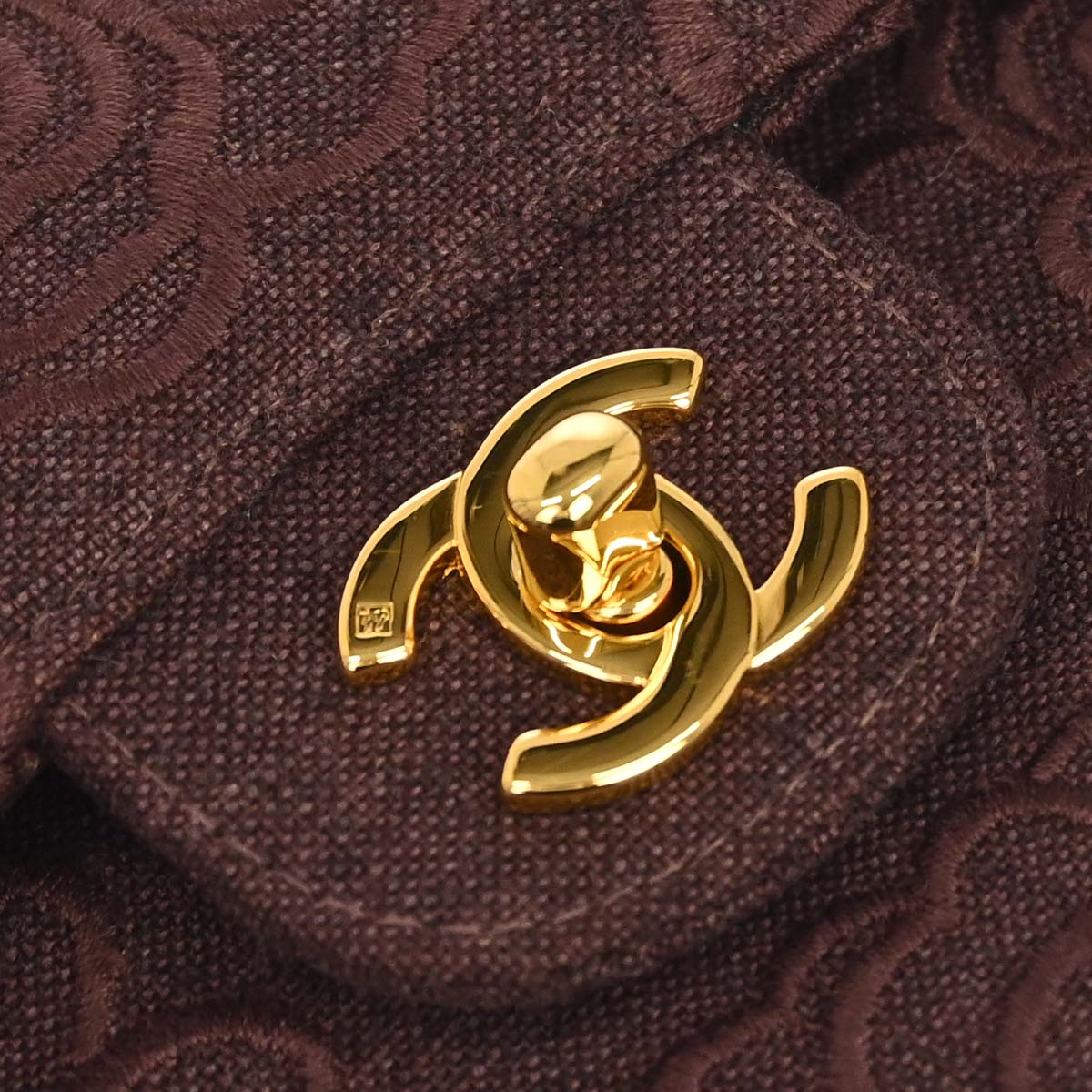 Chanel 1997-1999 Brown Canvas Camellia Small Classic Double Flap Shoulder Bag