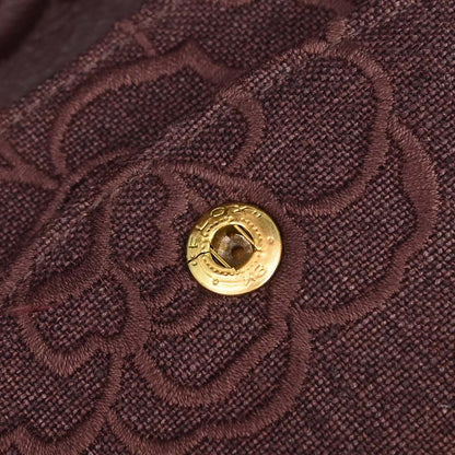 Chanel 1997-1999 Brown Canvas Camellia Small Classic Double Flap Shoulder Bag
