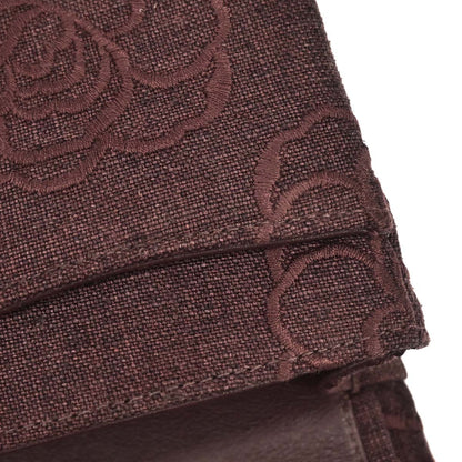Chanel 1997-1999 Brown Canvas Camellia Small Classic Double Flap Shoulder Bag
