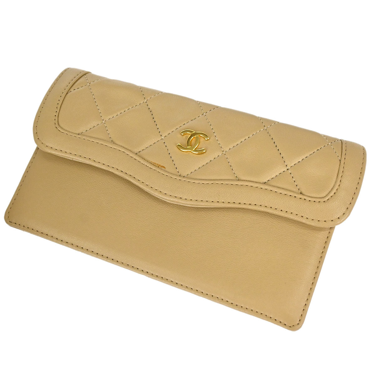Chanel 1989-1991 Beige Lambskin Shoulder Bag