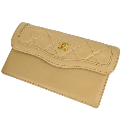 Chanel 1989-1991 Beige Lambskin Shoulder Bag