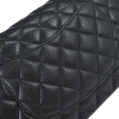 Chanel 2016-2017 Black Caviar Skin Medium Classic Double Flap Shoulder Bag