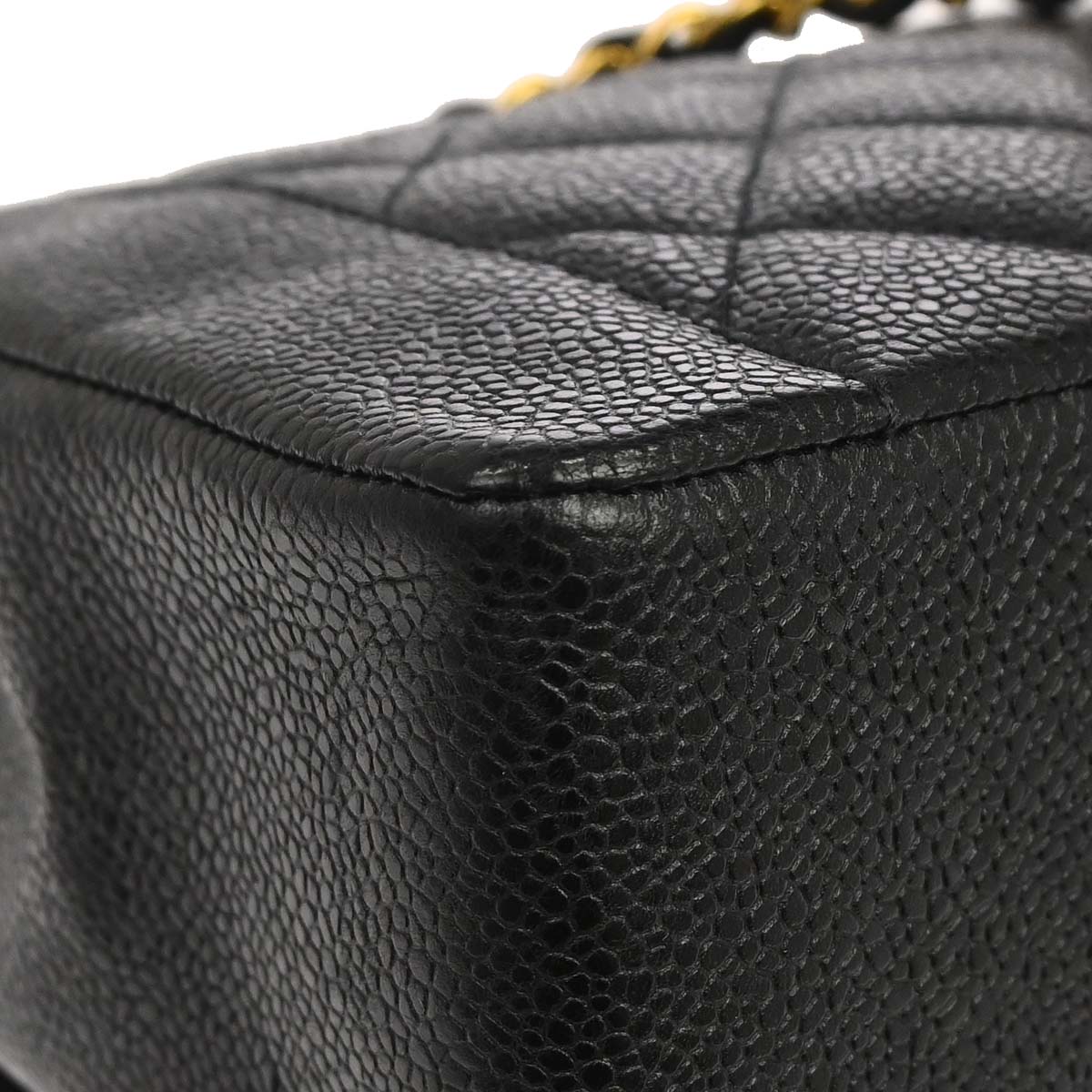 Chanel 1991-1994 Black Caviar Skin Medium Diana Shoulder Bag