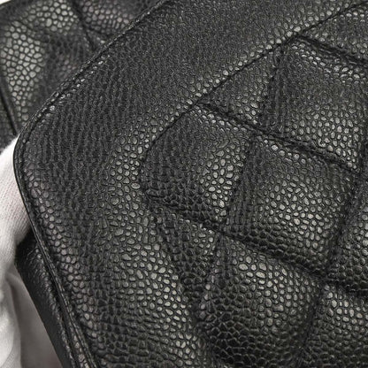 Chanel 1991-1994 Black Caviar Skin Medium Diana Shoulder Bag