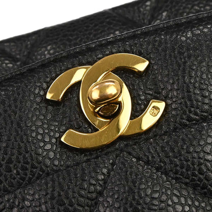 Chanel 1991-1994 Black Caviar Skin Medium Diana Shoulder Bag