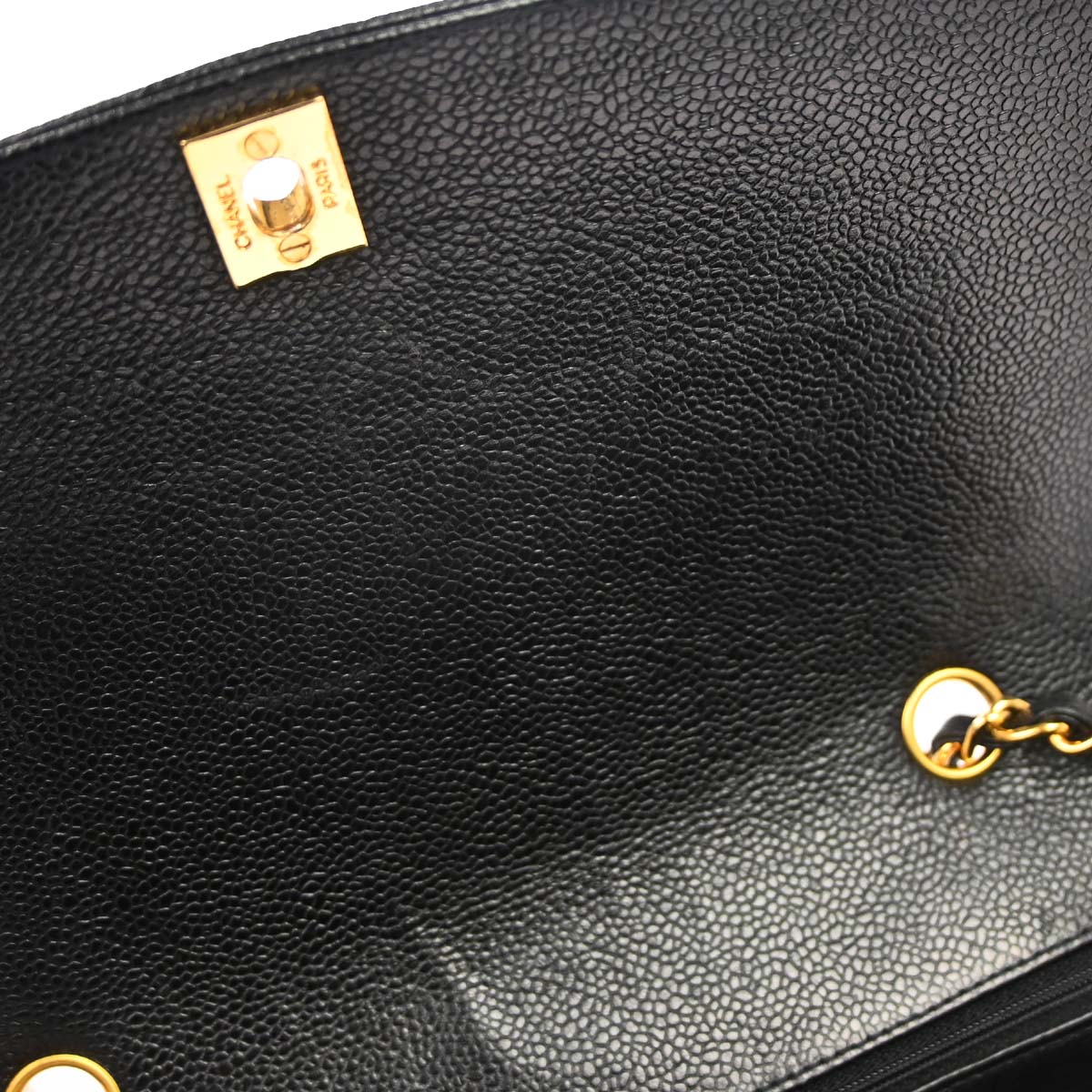 Chanel 1991-1994 Black Caviar Skin Medium Diana Shoulder Bag