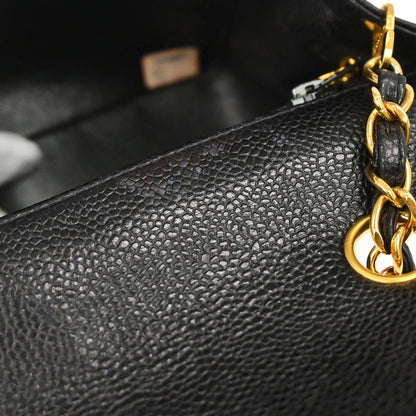 Chanel 1991-1994 Black Caviar Skin Medium Diana Shoulder Bag