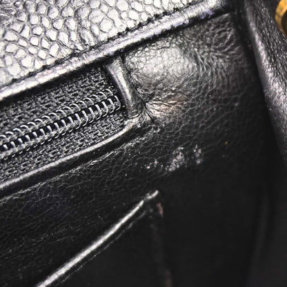 Chanel 1991-1994 Black Caviar Skin Medium Diana Shoulder Bag