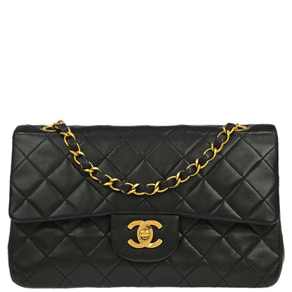 Chanel Black Lambskin Small Classic Double Flap Shoulder Bag
