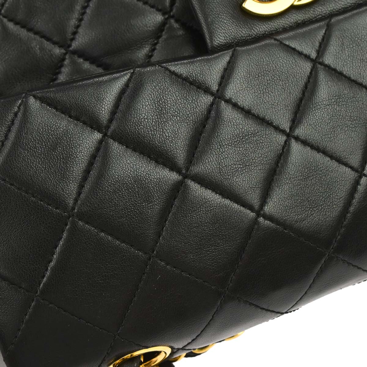 Chanel Black Lambskin Small Classic Double Flap Shoulder Bag