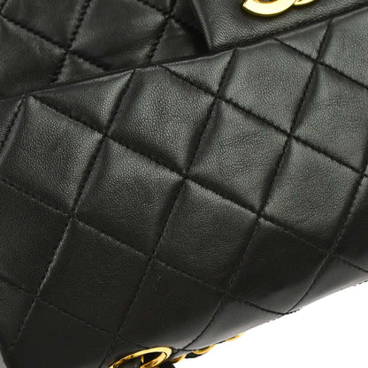 Chanel Black Lambskin Small Classic Double Flap Shoulder Bag