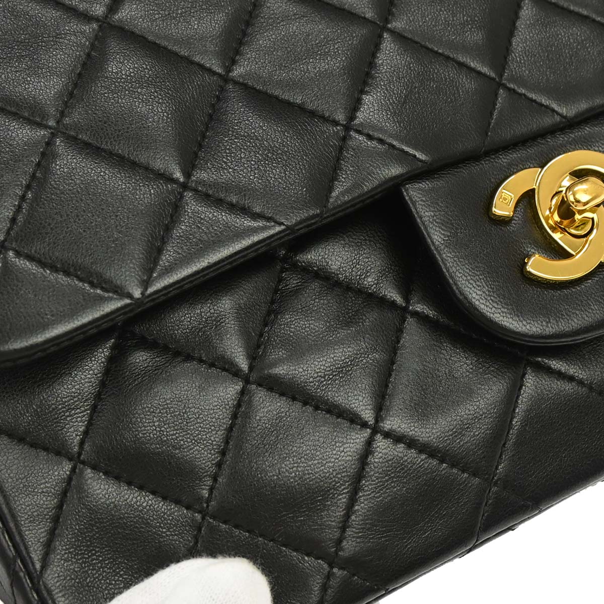 Chanel Black Lambskin Small Classic Double Flap Shoulder Bag