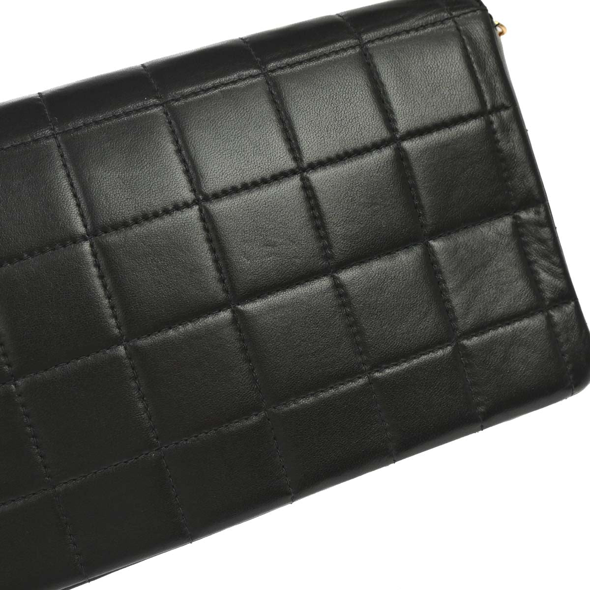 Chanel 2003-2004 Black Lambskin Choco Bar East West Shoulder Bag