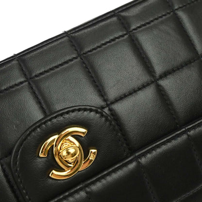 Chanel 2003-2004 Black Lambskin Choco Bar East West Shoulder Bag