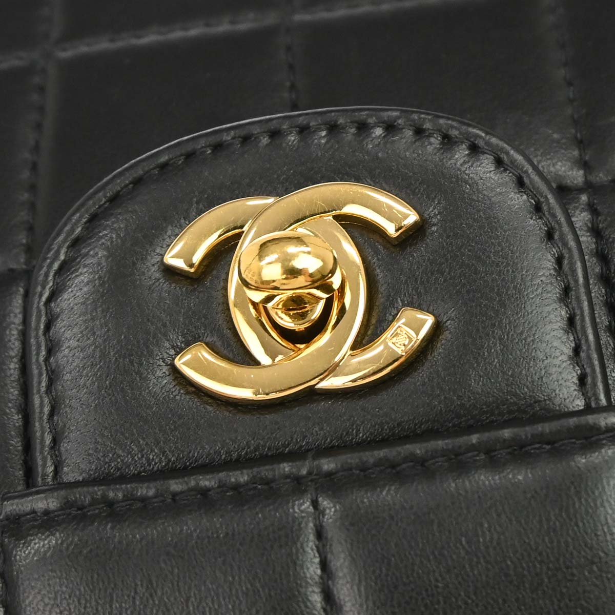 Chanel 2003-2004 Black Lambskin Choco Bar East West Shoulder Bag