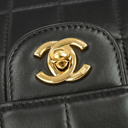 Chanel 2003-2004 Black Lambskin Choco Bar East West Shoulder Bag