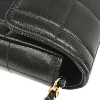 Chanel 2003-2004 Black Lambskin Choco Bar East West Shoulder Bag
