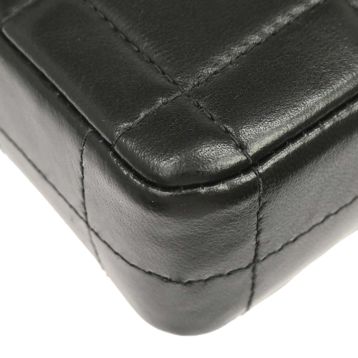 Chanel 2003-2004 Black Lambskin Choco Bar East West Shoulder Bag