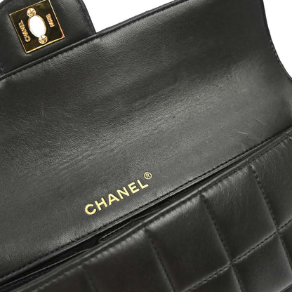Chanel 2003-2004 Black Lambskin Choco Bar East West Shoulder Bag