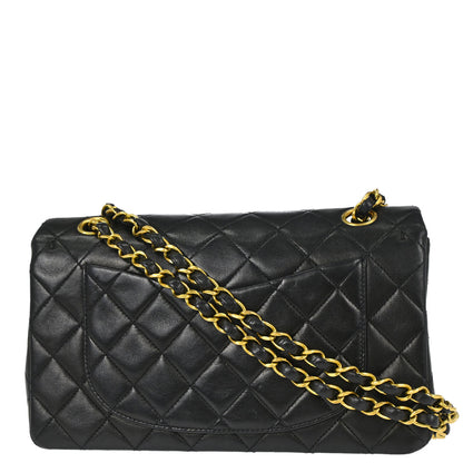 Chanel 1994-1996 Black Lambskin Small Classic Double Flap Shoulder Bag