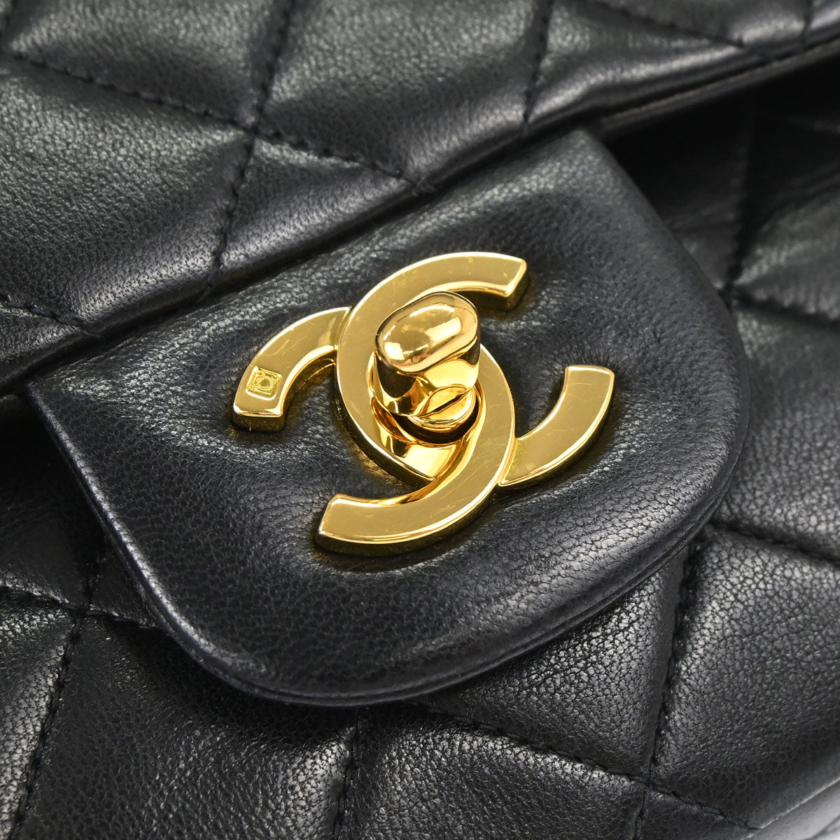 Chanel 1994-1996 Black Lambskin Small Classic Double Flap Shoulder Bag
