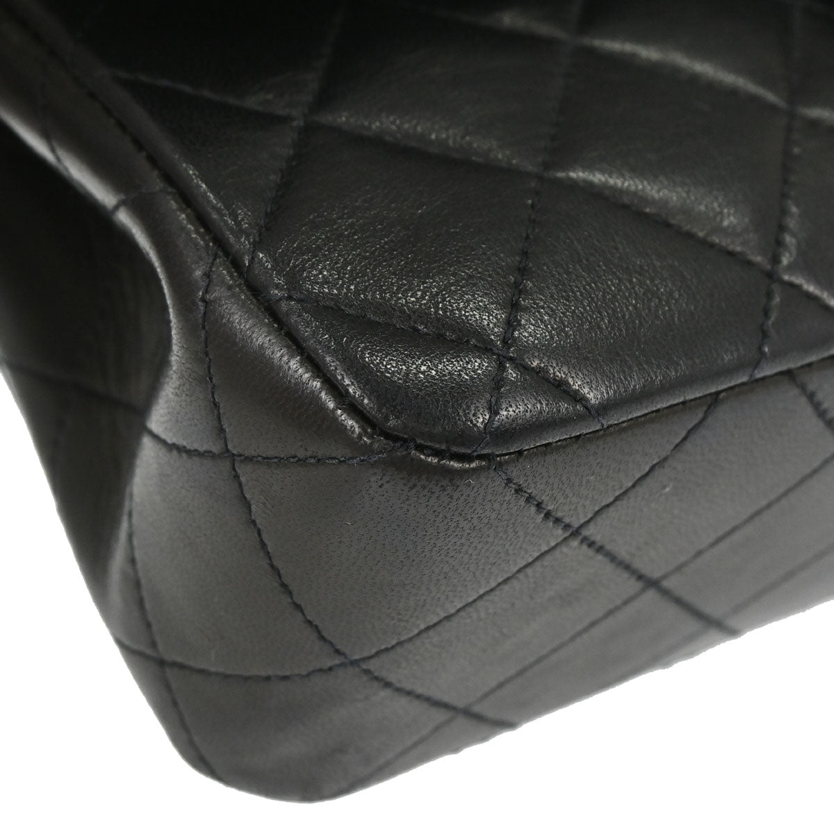 Chanel 1994-1996 Black Lambskin Small Classic Double Flap Shoulder Bag