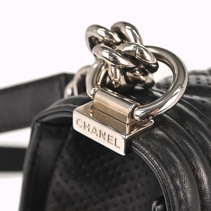 Boy Chanel 2014 Black Perforated Lambskin Medium Shoulder Bag