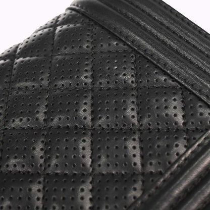 Boy Chanel 2014 Black Perforated Lambskin Medium Shoulder Bag