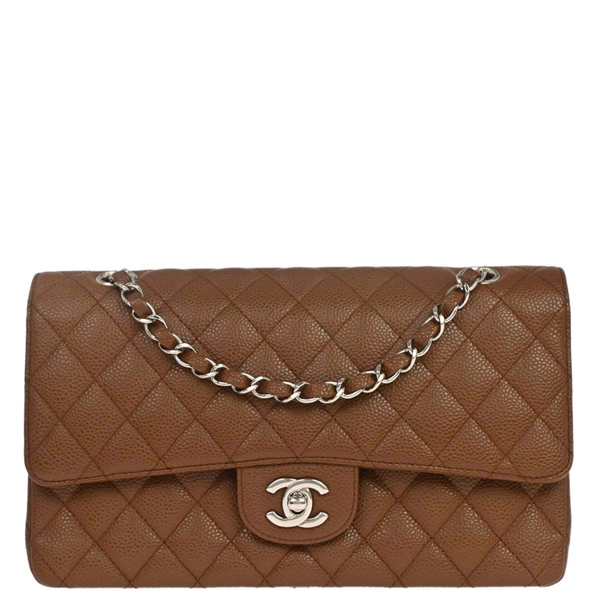 Chanel 2005-2006 Brown Caviar Skin Medium Classic Double Flap Shoulder Bag