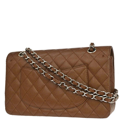 Chanel 2005-2006 Brown Caviar Skin Medium Classic Double Flap Shoulder Bag