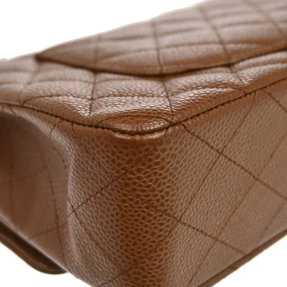 Chanel 2005-2006 Brown Caviar Skin Medium Classic Double Flap Shoulder Bag