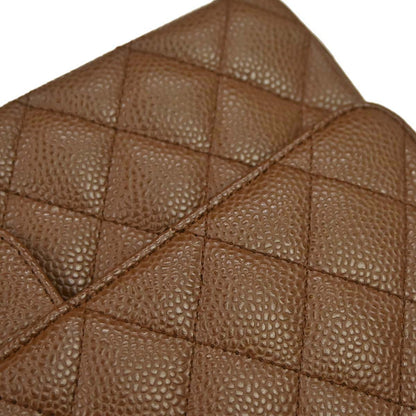 Chanel 2005-2006 Brown Caviar Skin Medium Classic Double Flap Shoulder Bag