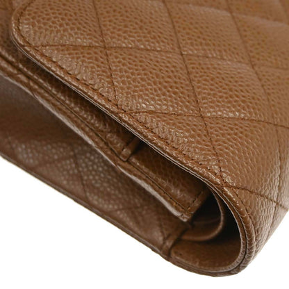Chanel 2005-2006 Brown Caviar Skin Medium Classic Double Flap Shoulder Bag