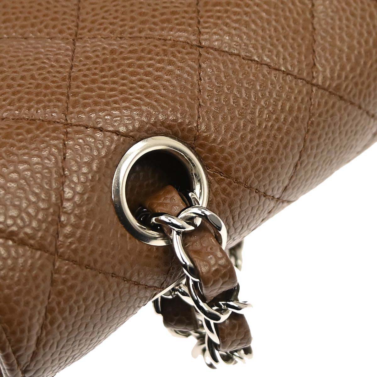 Chanel 2005-2006 Brown Caviar Skin Medium Classic Double Flap Shoulder Bag