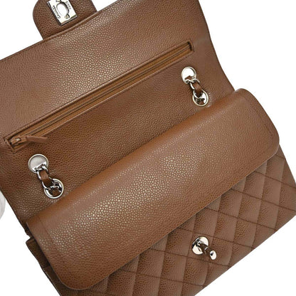 Chanel 2005-2006 Brown Caviar Skin Medium Classic Double Flap Shoulder Bag
