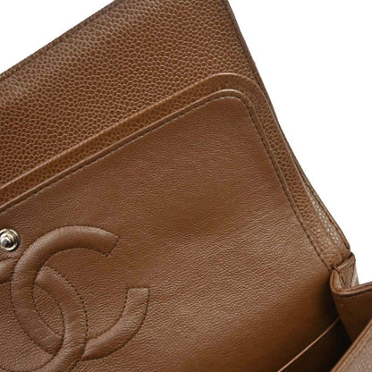 Chanel 2005-2006 Brown Caviar Skin Medium Classic Double Flap Shoulder Bag