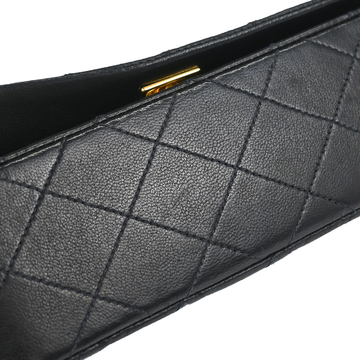 Chanel 1989-1991 Black Lambskin Turnlock Mini Full Flap Shoulder Bag