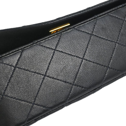 Chanel 1989-1991 Black Lambskin Turnlock Mini Full Flap Shoulder Bag