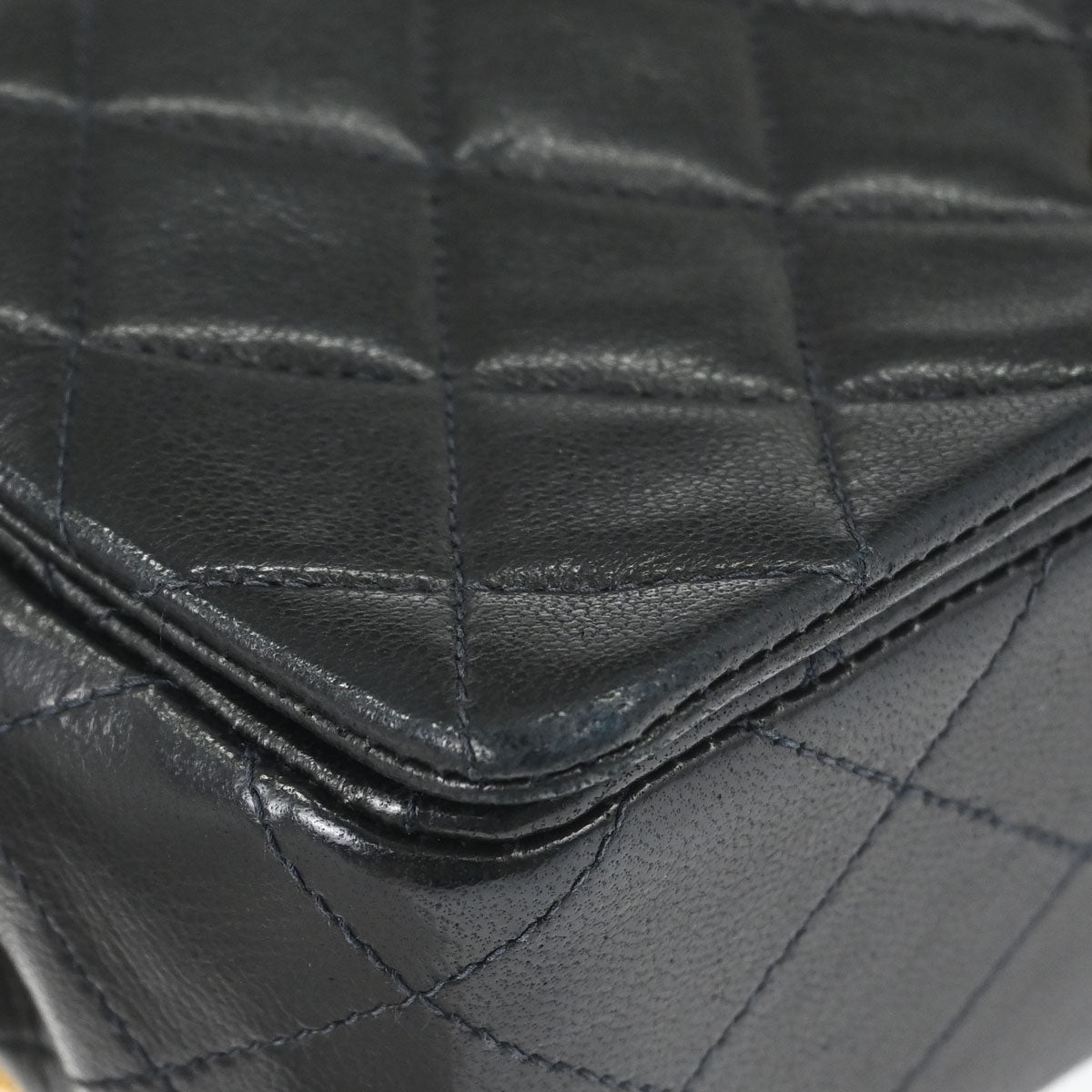 Chanel 1989-1991 Black Lambskin Turnlock Mini Full Flap Shoulder Bag