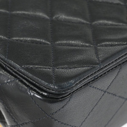 Chanel 1989-1991 Black Lambskin Turnlock Mini Full Flap Shoulder Bag